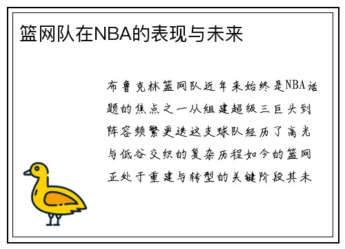 篮网队在NBA的表现与未来